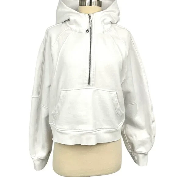 Lululemon Scuba Oversized 1/2 Zip Hoodie White Size M / L Pullover Sweatshirt - Picture 1 of 9